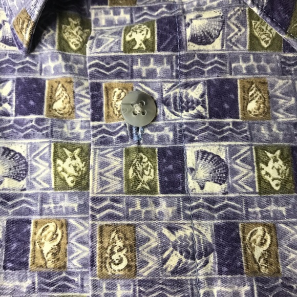 Pierre Cardin 100% Cotton Short SleeveShirt LG Resortwear Blue Gray Yellow NWOT - Picture 5 of 10